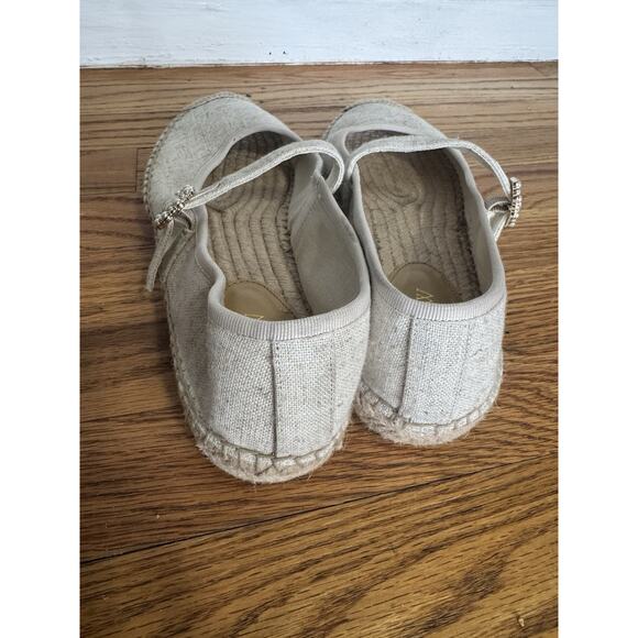 J Crew Espadrille Mary Jane Flats Size 9 1/2 Canvas Preppy Casual Chunky - Picture 4 of 9